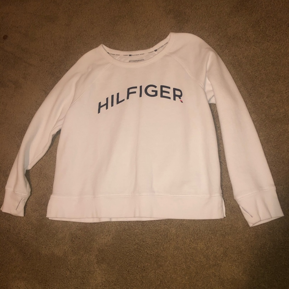Tommy Hilfiger white crew neck sweatshirt